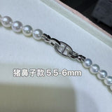 2025 Struning 5-6mm round natural white freshwater cultured pearl necklace sterling silver clasp
