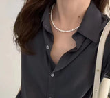 2025 Struning 5-6mm round natural white freshwater cultured pearl necklace sterling silver clasp