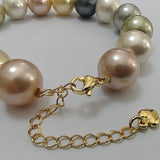 AAA perfect round high luster multicolours sea shell beads necklace & bracelet set 10mm or 12mm