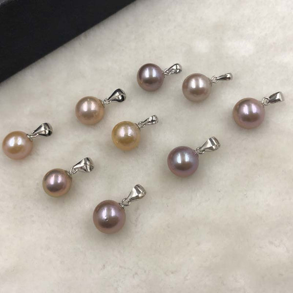 ELEISPL Wholesale 5 PCS 9-10mm Round Kasumi Pearls Pendants #498-35-6