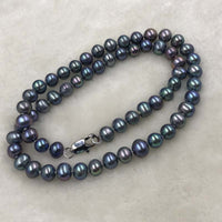 ELEISPL JEWELRY 10 Strands Near 7-8mm Peacock Black Pearls Necklace #498-35