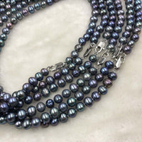 ELEISPL JEWELRY 10 Strands Near 7-8mm Peacock Black Pearls Necklace #498-35