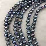 ELEISPL JEWELRY 10 Strands Near 7-8mm Peacock Black Pearls Necklace #498-35