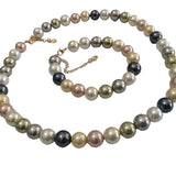 AAA perfect round high luster multicolours sea shell beads necklace & bracelet set 10mm or 12mm