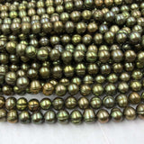 ELEISPL JEWELRY 12 Strands 8mm Olive Green Freshwater Pearl Strings #496-1