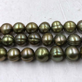 ELEISPL JEWELRY 12 Strands 8mm Olive Green Freshwater Pearl Strings #496-1