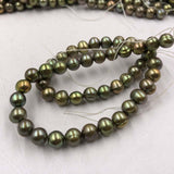 ELEISPL JEWELRY 12 Strands 8mm Olive Green Freshwater Pearl Strings #496-1