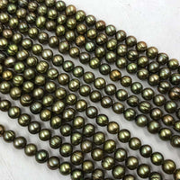 ELEISPL JEWELRY 12 Strands 8mm Olive Green Freshwater Pearl Strings #496-1