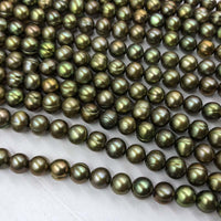 ELEISPL JEWELRY 12 Strands 8mm Olive Green Freshwater Pearl Strings #496-1