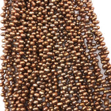 ELEISPL JEWELRY 15 Strands 4-5mm Coffee Color  Freshwater Cultured Potato Pearl Strings #497-2