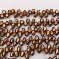 ELEISPL JEWELRY 15 Strands 4-5mm Coffee Color  Freshwater Cultured Potato Pearl Strings #497-2