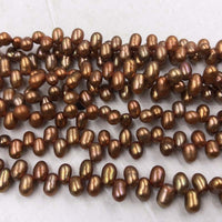 ELEISPL JEWELRY 15 Strands 4-5mm Coffee Color  Freshwater Cultured Potato Pearl Strings #497-2