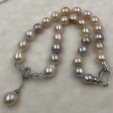 ELEISPL 12-14mm Baroque Pearls Necklacce Ameral Pendants 49cm #498-27