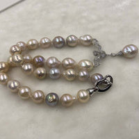 ELEISPL 12-14mm Baroque Pearls Necklacce Ameral Pendants 49cm #498-27