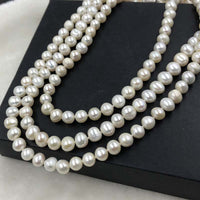 ELEISPL JEWELRY Wholesale 3 Strands White Pearls Necklace 7-8mm Thick Skin Near Round  #498-30-3