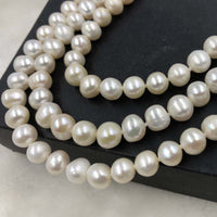 ELEISPL JEWELRY Wholesale 3 Strands White Pearls Necklace 7-8mm Thick Skin Near Round  #498-30-3