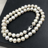 ELEISPL JEWELRY Wholesale 3 Strands White Pearls Necklace 7-8mm Thick Skin Near Round  #498-30-3