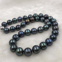 ELEISPL JEWELRY 17" 11MM Peacock Black Freshwater Pearl Necklace #498-34-3