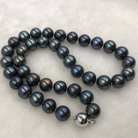 ELEISPL JEWELRY 17" 11MM Peacock Black Freshwater Pearl Necklace #498-34-3