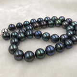 ELEISPL JEWELRY 17" 11MM Peacock Black Freshwater Pearl Necklace #498-34-3