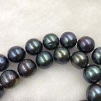 ELEISPL JEWELRY 17" 11MM Peacock Black Freshwater Pearl Necklace #498-34-3