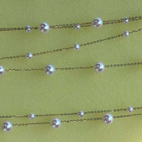 Newly AAA FW Akoya Pearl 2rows G18K Chain necklace star style 3mm 5mm round beads