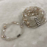 ELEISPL JEWELRY On Sale 20 Pieces 3Lines Rice Mixed Freshwater Pearls Bracelets Magnetic Clasp #500-4