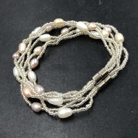 ELEISPL JEWELRY On Sale 20 Pieces 3Lines Rice Mixed Freshwater Pearls Bracelets Magnetic Clasp #500-4