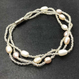 ELEISPL JEWELRY On Sale 20 Pieces 3Lines Rice Mixed Freshwater Pearls Bracelets Magnetic Clasp #500-4