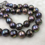 ELEISPL 48cm 11-15mm black freshwater pearl necklace pendant  #500-2