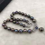 ELEISPL 48cm 11-15mm black freshwater pearl necklace pendant  #500-2