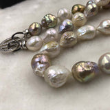 ELEISPL JEWELRY 18" 10-12mm Drop Rice Rainbow Nucleated Pearl Necklace  #500-3-1