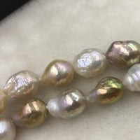 ELEISPL JEWELRY 18" 10-12mm Drop Rice Rainbow Nucleated Pearl Necklace  #500-3-1