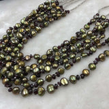 ELEISPL Fashion Jewelry 51cm 6Strands Green FW Pearls Mixed Gemstone Necklace #501-10