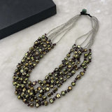 ELEISPL Fashion Jewelry 51cm 6Strands Green FW Pearls Mixed Gemstone Necklace #501-10