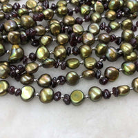 ELEISPL Fashion Jewelry 51cm 6Strands Green FW Pearls Mixed Gemstone Necklace #501-10