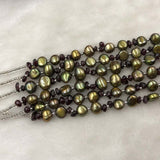 ELEISPL Fashion Jewelry 51cm 6Strands Green FW Pearls Mixed Gemstone Necklace #501-10