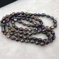 ELEISPL JEWELRY 113cm Long Baroque Black Freshwater 9-10mm Pearls Necklace  #501-27