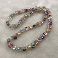 ELEISPL 5 QTY  Small 3.5-4mm Multicolours Freshwater Pearls Necklace Handcraft Jewelry #501-30