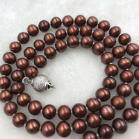 ELEISPL JEWELRY 6MM Red Freshwater Pearl Necklace #501-34-1