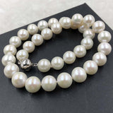 ELEISPL JEWELRY Gorgeous 11.5-13mm Round White Pearls Necklace #501-34-3