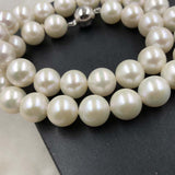 ELEISPL JEWELRY Gorgeous 11.5-13mm Round White Pearls Necklace #501-34-3