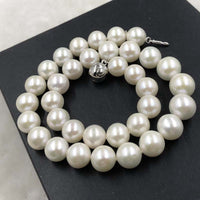 ELEISPL JEWELRY Gorgeous 11.5-13mm Round White Pearls Necklace #501-34-3