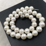 ELEISPL JEWELRY Gorgeous 11.5-13mm Round White Pearls Necklace #501-34-3