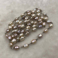 ELEISPL JEWELRY 118CM 8-9MM Baroque Mixed Color FW Pearl Necklace  #501-34-7