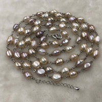 ELEISPL JEWELRY 118CM 8-9MM Baroque Mixed Color FW Pearl Necklace  #501-34-7