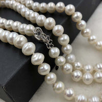 ELEISPL 88CM 9MM White Freshwater Pearls Necklace #501-17