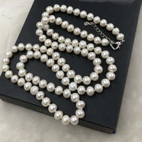 ELEISPL 88CM 9MM White Freshwater Pearls Necklace #501-17