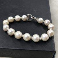 ELEISPL 19cm 10-12MM White Freshwater Pearls Bracelet #501-18