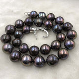 ELEISPL JEWELRY 17" 12-14mm Black Pearl Necklace #501-22